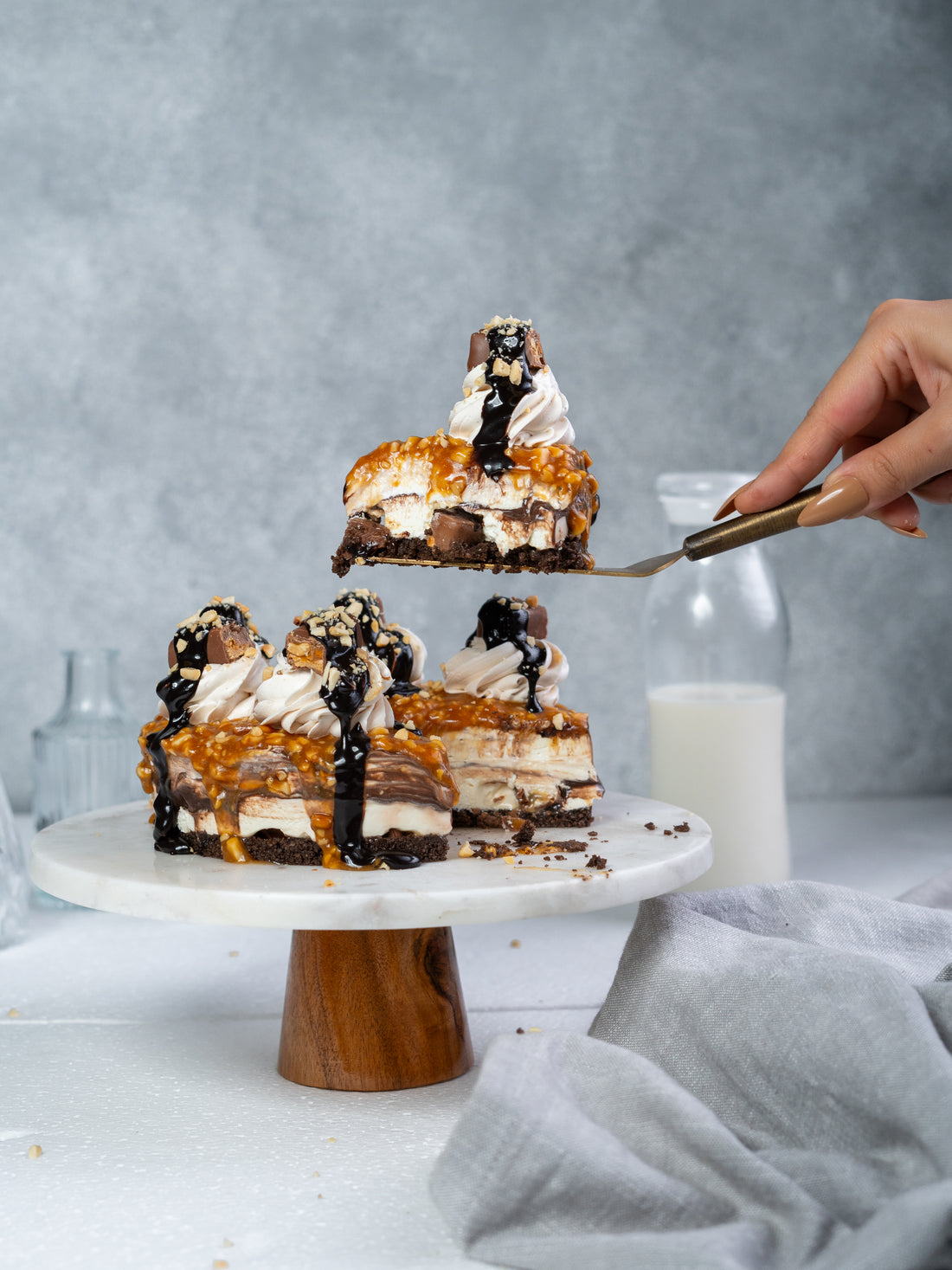7- Layered Snickers Cheesecake